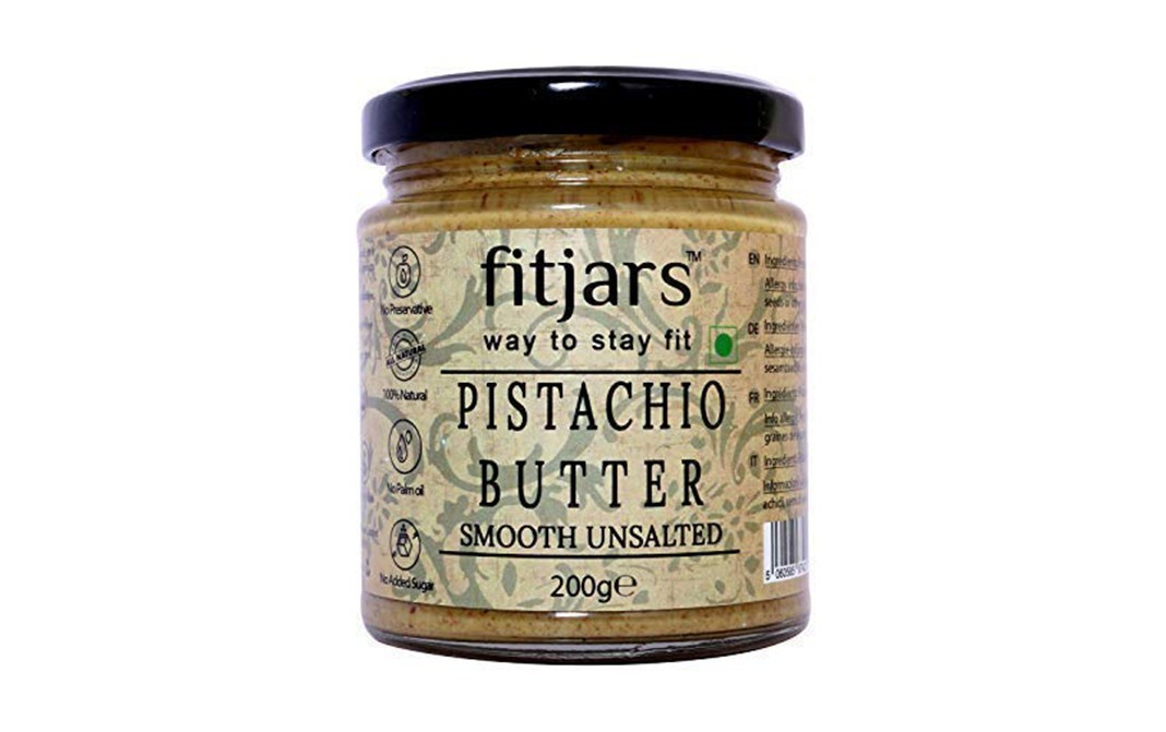 Fitjars Pistachio Butter, Smooth Unsalted   Glass Jar  200 grams